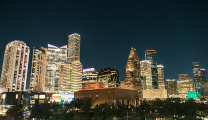Fototapeta na wymiar Houston downtown night skyline
