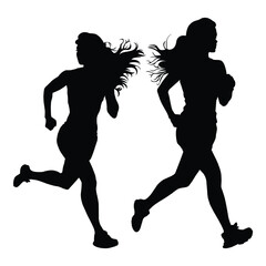 Female Runner Silhouette on White Background