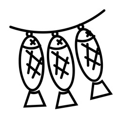 Smoked Fish Icon and Illustration in Line Style