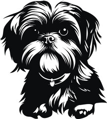 silhouette character shih tzu dog,cute logo.