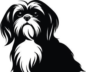 silhouette character shih tzu dog,cute logo.