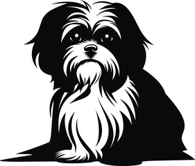 silhouette character shih tzu dog,cute logo.