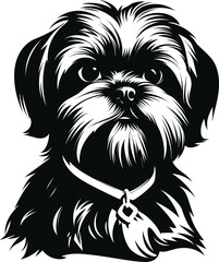 silhouette character shih tzu dog,cute logo.
