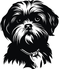 silhouette character shih tzu dog,cute logo.