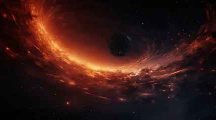Fotobehang Circular black hole on space © ETAJOE