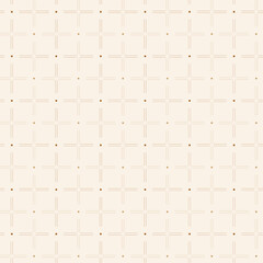 Seamless abstract geometric pattern with squares. Thin brown line and dots on beige background For fabric web page surface textures wrapping paper Vector illustration