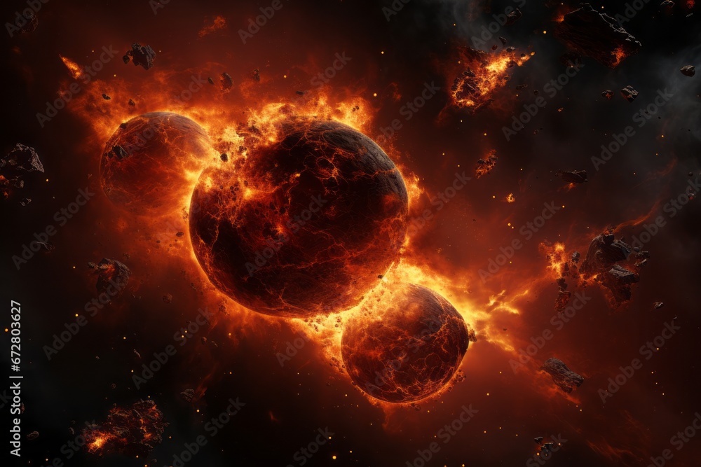 Poster captivating image of starry cosmos with mesmerizing glow and abstract explosion photograph
