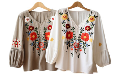 Blouses Adorned with Boho Beauty and Embroidery on transparent background .