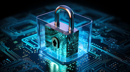 Cyber-Sicherheit und Datenschutz im Internet mit Schloss-Schutz - obrazy, fototapety, plakaty