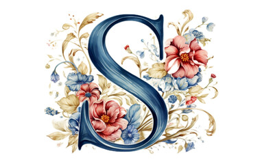 Big Letter S Handwritten isolated on transparent background.
