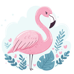 Cute flamingo vector illustration, seamless pattern, textile graphic, wallpaper designs