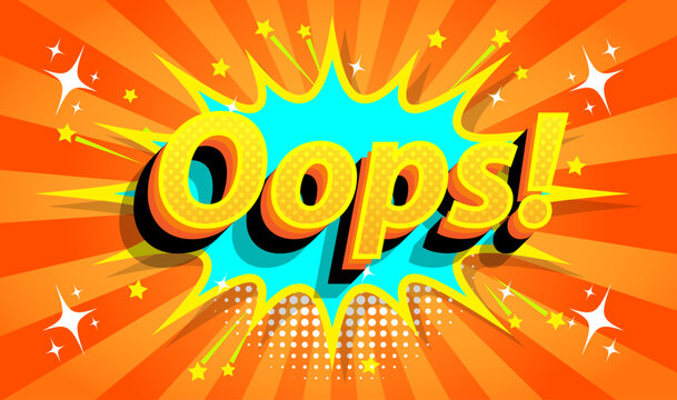 Oops ouch colored comic text collection with pop art style