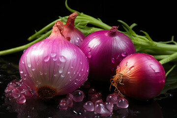 Mysterious Onions on Black Backdrop