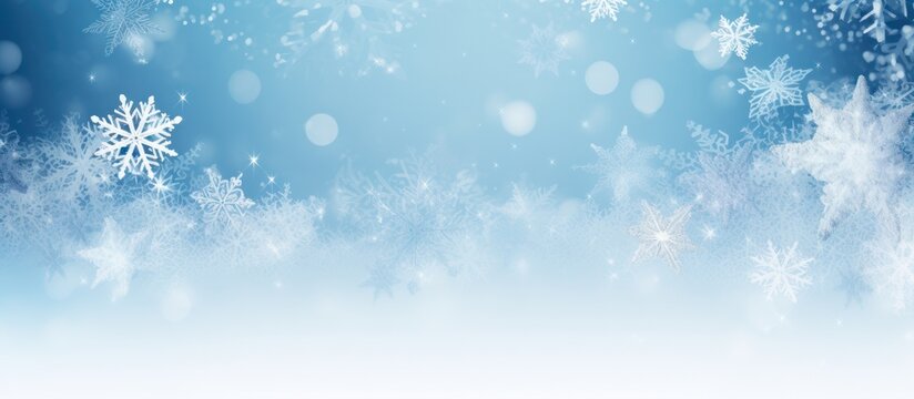 Christmas background on the white snowflakes background, copy space