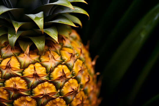 Close Up Of Pineapple Fruit Skin