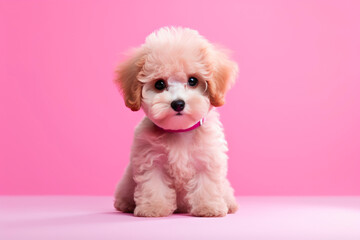 Adorable Toy Poodle Puppy in a Pink Paradise