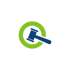 Letter Q and auction logo vector stock