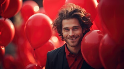 Joyful Celebration with Red Balloons