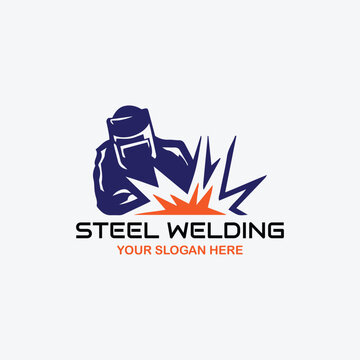 steel welding workshop logo design vector