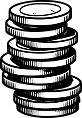 Hand-drawn Shopping Coin Change for  Vintage Outline Icon