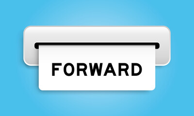 White coupon banner with word forward from machine on blue color background