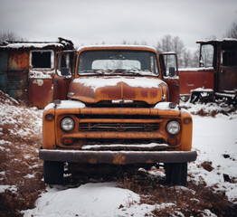 old truck in the snow