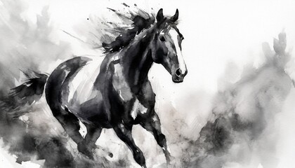 Obraz na płótnie Canvas Horse running painting, watercolor style
