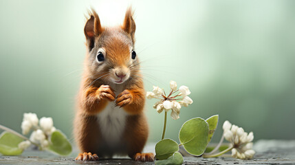 sweet baby Squirrel with green shamrock