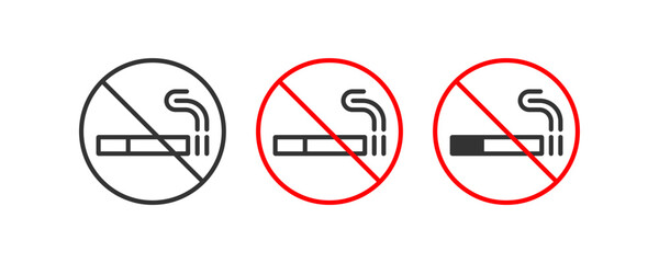 No smoking line prohibition icon set. Vector illustration design.
