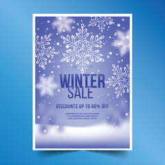 Fototapeta na wymiar realistic winter sale poster template design vector illustration