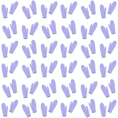 Seamless pattern with lovely knitted mittens. Warm Winter clothes. Hand drawn flat style vector background. 