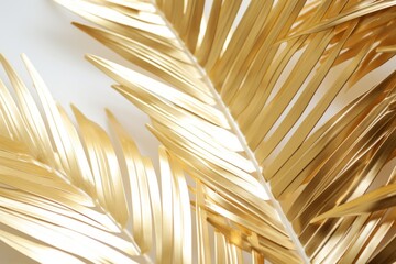 Golden tropical palm leaves, modern boho chic background design
