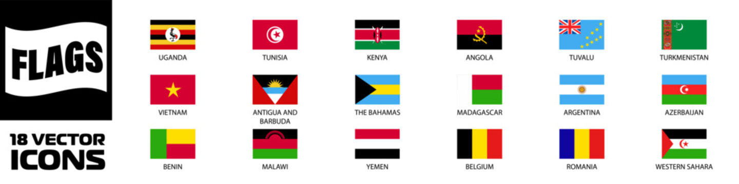 National flags of the world. World flag Set.