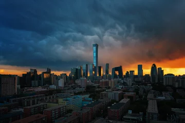 Rolgordijnen Downtown Beijing before Storm © Wirestock
