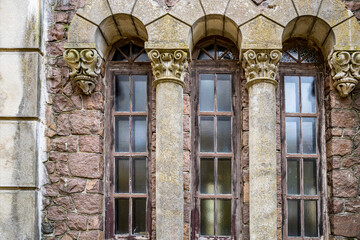 Fototapeta na wymiar Architecture facade stucco, old building.
