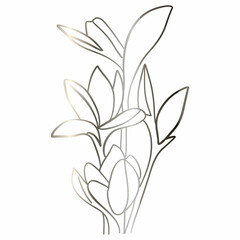 Flowers with leaves drawing gradient decoration design