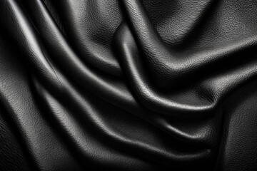 Fototapeta premium Black leather texture close up, digital ai