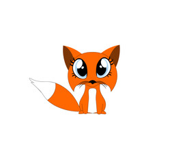 Vector illustration of a cartoon fox with big eyes