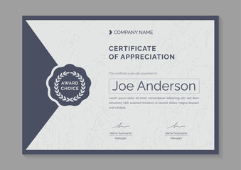 a4 gray minimalist certificate of appreciation and achievement design template