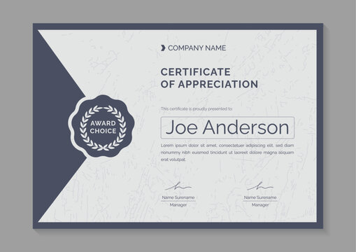 a4 gray minimalist certificate of appreciation and achievement design template