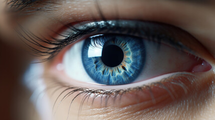 Fototapeta na wymiar macro, close up of beautiful woman eye iris with natural make-up