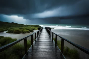 Zelfklevend Fotobehang storm over the pier © Sofia Saif