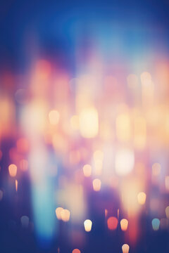 Abstract blurred night street lights background. Defocused image of a city street at night.