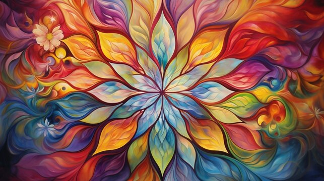 A captivating kaleidoscope of radiant hues, a stunning example of abstract artistry.