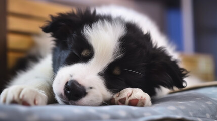 Naklejka na ściany i meble A sleeping mixed-breed puppy