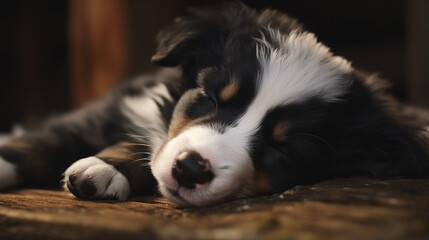 A sleeping mixed-breed puppy
