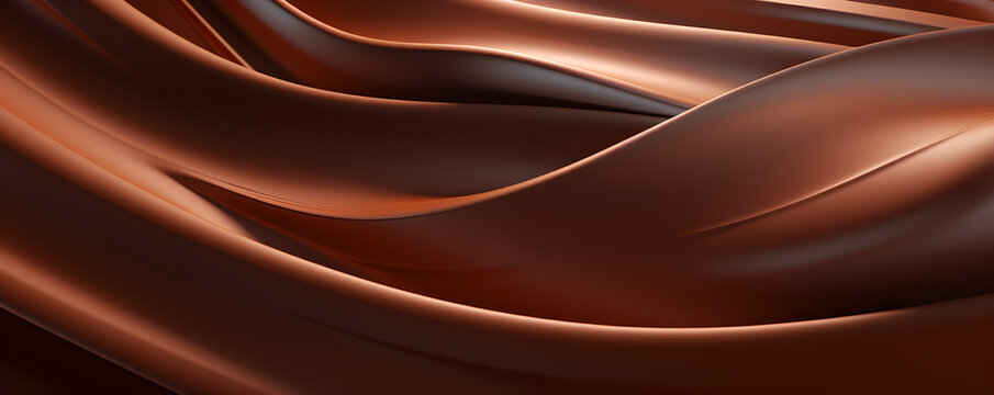 Brown 3D abstract curved background, flowing chocolate