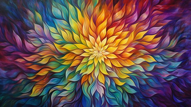 A captivating kaleidoscope of radiant hues, a stunning example of abstract artistry.