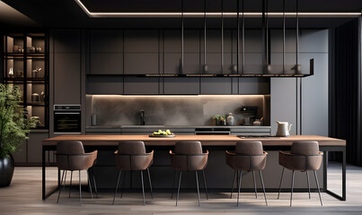 Modern, luxurious, understated kitchen design, interior design, template, example - obrazy, fototapety, plakaty