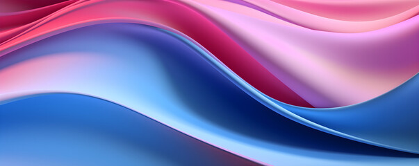 Pink and light blue abstract curved background, fluid design, 3D, banner